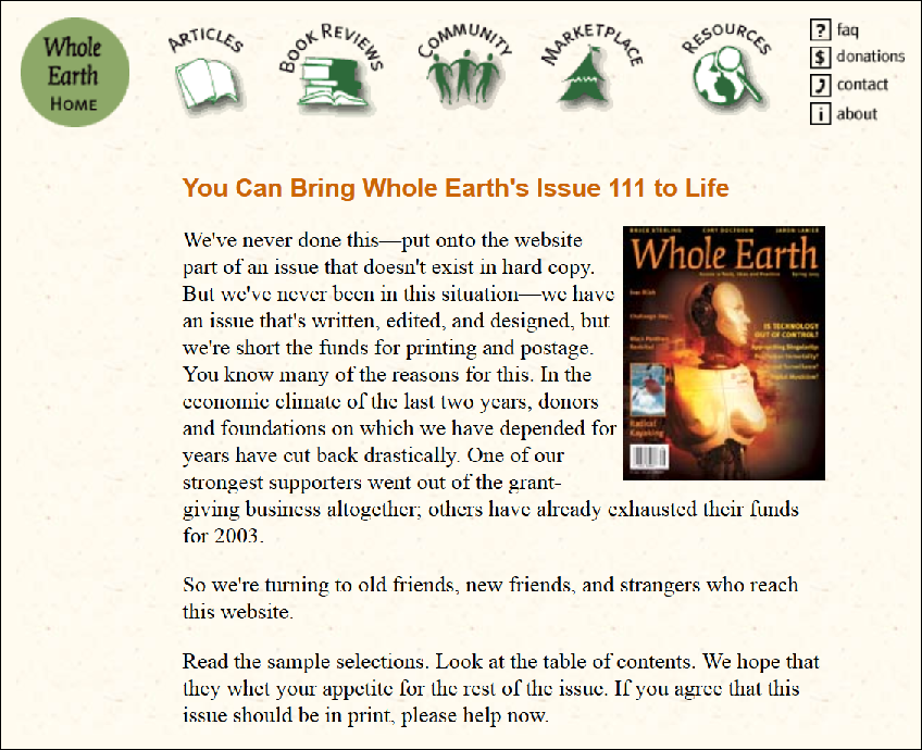 The issue that never got published - Whole Earth 111 (spring 2003)
